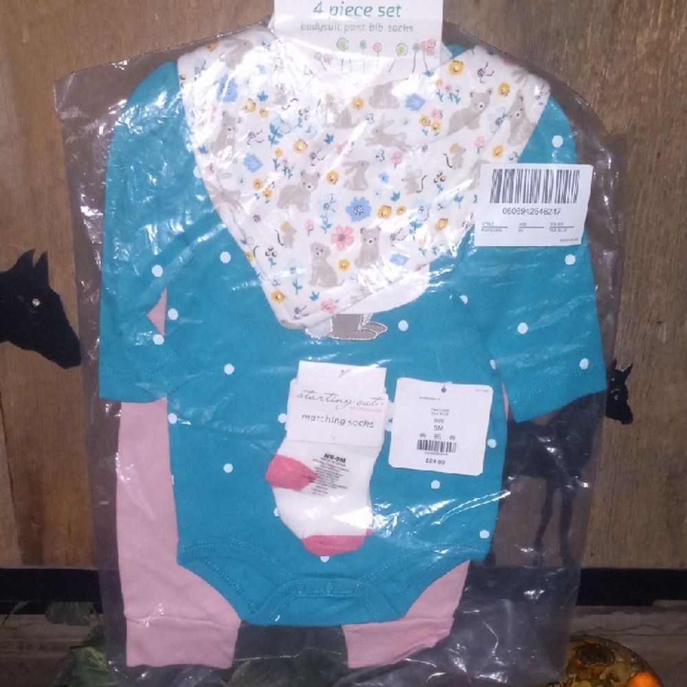 Carter's 4-Piece Baby Set - Teal and Pink